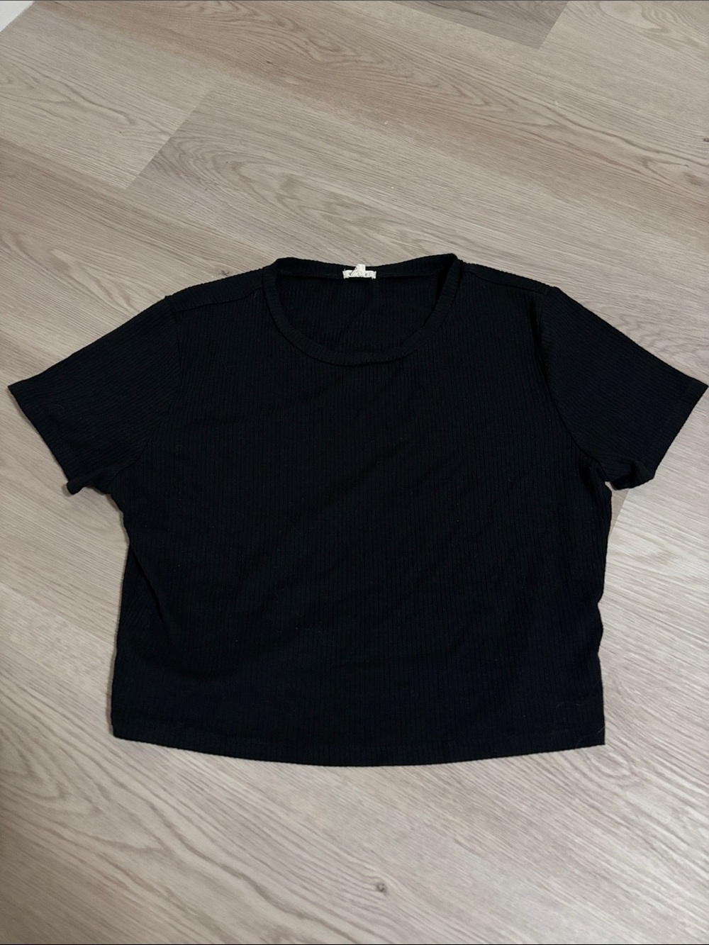 Garage Black Ribbed Short Sleeve Tee